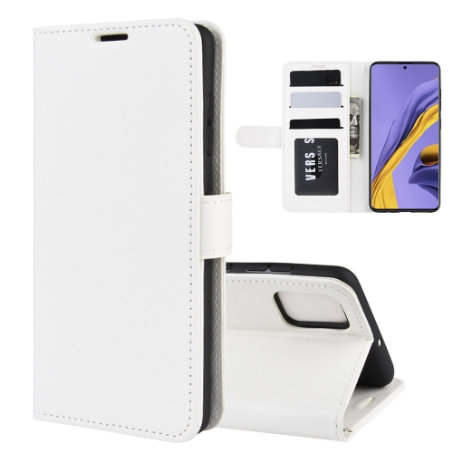 

For Galaxy A51 (4G) R64 Texture Single Horizontal Flip Protective Case with Holder & Card Slots & Wallet& Photo Frame(White)