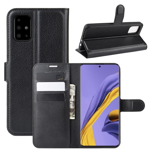 

For Galaxy A51 (4G) Litchi Texture Horizontal Flip Protective Case with Holder & Card Slots & Wallet(Black)