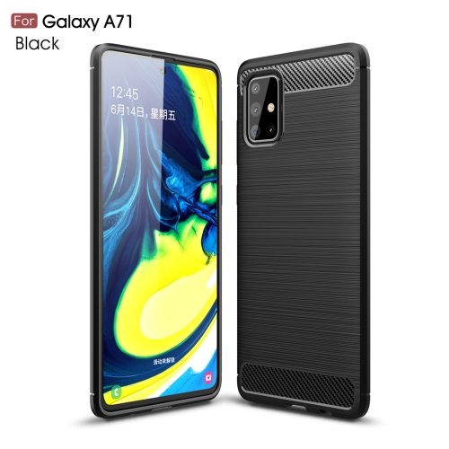 

For Galaxy A71 Brushed Texture Carbon Fiber TPU Case(Black)
