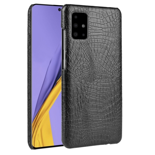 

For Galaxy A51 Shockproof Crocodile Texture PC + PU Case(Black)