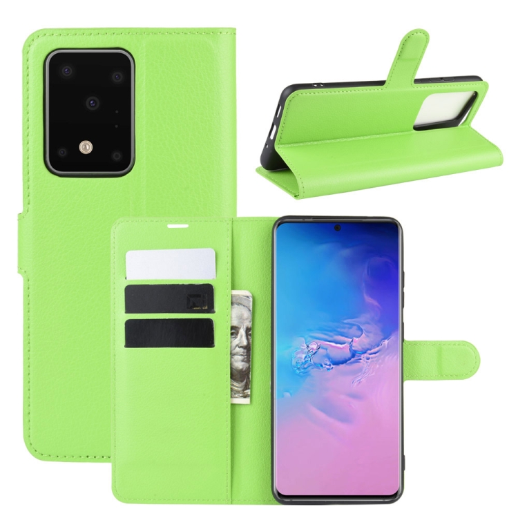 

For Galaxy S20 Ultra Litchi Texture Horizontal Flip Protective Case with Holder & Card Slots & Wallet(Green)
