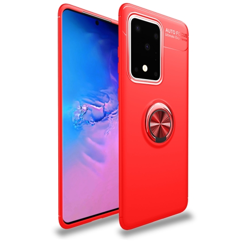 

For Galaxy S20 Ultra Metal Ring Holder 360 Degree Rotating TPU Case(Red+Red)