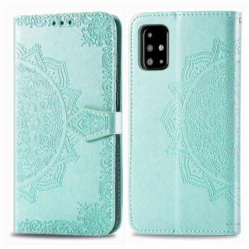 

For Galaxy A71 Halfway Mandala Embossing Pattern Horizontal Flip Leather Case , with Holder & Card Slots & Wallet & Photo Frame & Lanyard(Green)