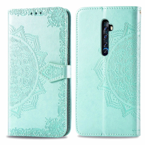

For OPPO Reno2 Z Halfway Mandala Embossing Pattern Horizontal Flip Leather Case , with Holder & Card Slots & Wallet & Photo Frame & Lanyard(Green)