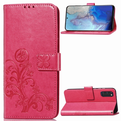 

For Galaxy S20 Lucky Clover Pressed Flowers Pattern Leather Case with Holder & Card Slots & Wallet & Hand Strap(Rose)