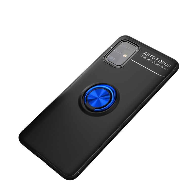 

For Galaxy A51 Metal Ring Holder 360 Degree Rotating TPU Case(Black+Blue)
