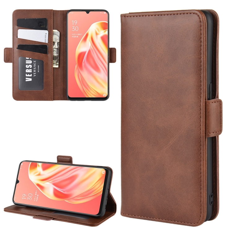 

For OPPO A91 Dual-side Magnetic Buckle Horizontal Flip PU Leather Case with Holder & Card Slots & Wallet(Brown)