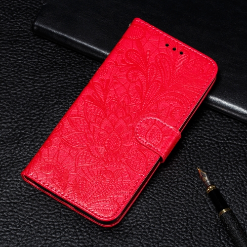 

For Huawei P40 Pro Lace Flower Embossing Pattern Horizontal Flip Leather Case with Holder & Card Slots & Wallet & Photo Frame & Lanyard(Red)