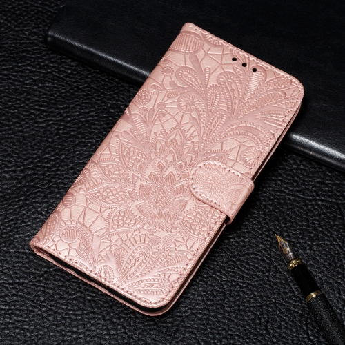 

For Galaxy Note10 Lite / A81 / M60s Lace Flower Embossing Pattern Horizontal Flip Leather Case with Holder & Card Slots & Wallet & Photo Frame & Lanyard(Rose Gold)