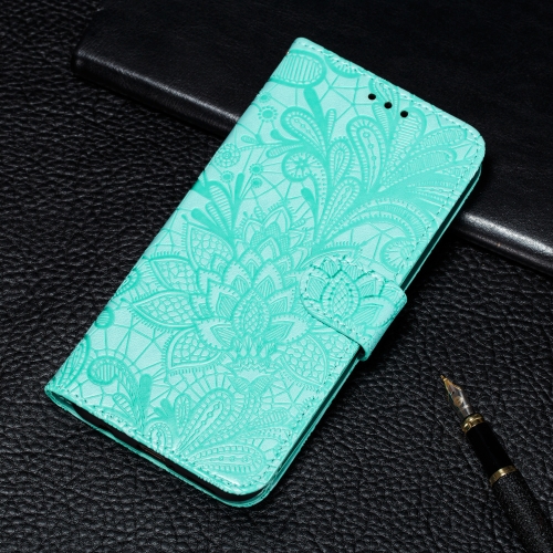 

For Galaxy Note10 Lite / A81 / M60s Lace Flower Embossing Pattern Horizontal Flip Leather Case with Holder & Card Slots & Wallet & Photo Frame & Lanyard(Green)