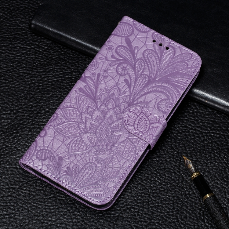 For LG K40S Lace Flower Embossing Pattern Horizontal Flip