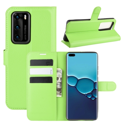 

For Huawei P40 Litchi Texture Horizontal Flip Protective Case with Holder & Card Slots & Wallet(Green)