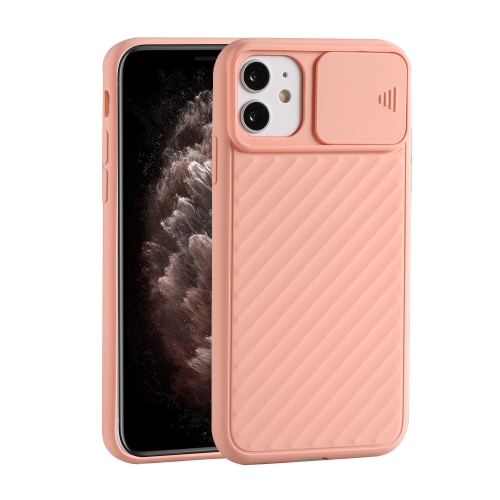 

For iPhone 11 Sliding Camera Cover Design Twill Anti-Slip TPU Case(Pink)