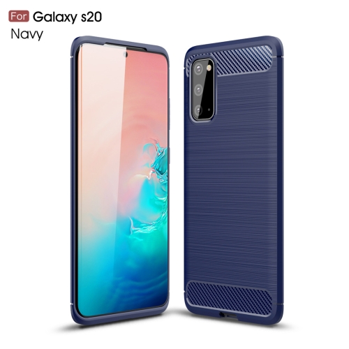 

For Galaxy S20 Brushed Texture Carbon Fiber TPU Case(Navy Blue)