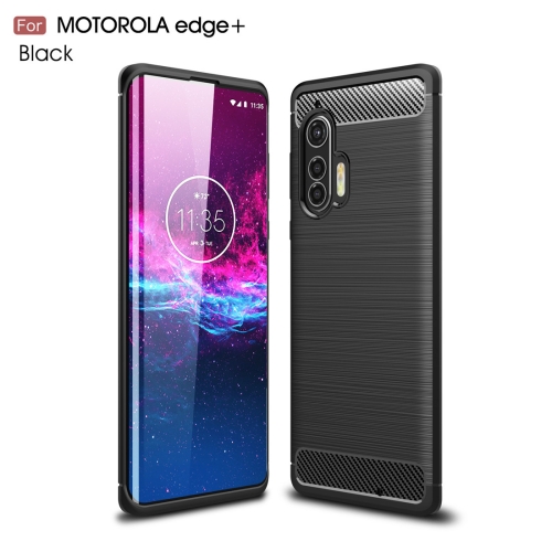 

For Motorola Moto Edge Plus Brushed Texture Carbon Fiber TPU Case(Black)