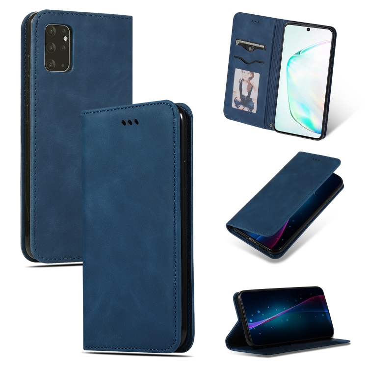 

For Galaxy S20 Plus Retro Skin Feel Business Magnetic Horizontal Flip Leather Case(Navy Blue)