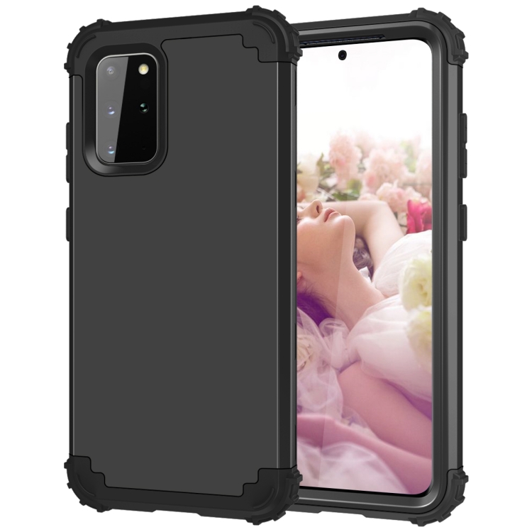 

For Galaxy S20 Plus PC + Silicone Three-piece Shockproof Protection Case(Black)