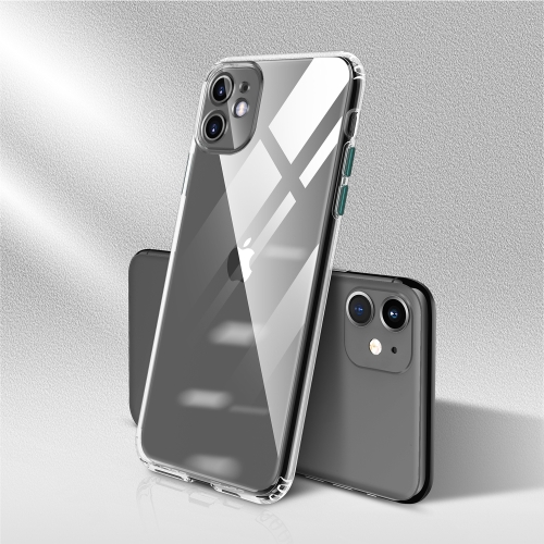 Sunsky For Iphone 11 Color Button Clear Full Coverage Shockproof Tpu Case Dark Green