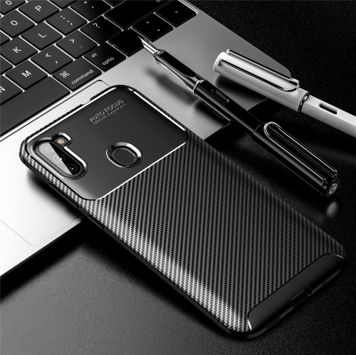 

Fo Galaxy A11 Carbon Fiber Texture Shockproof TPU Case(Black)