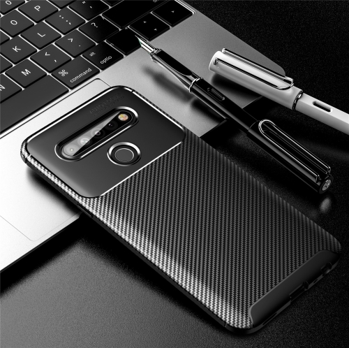 

For LG K61 Carbon Fiber Texture Shockproof TPU Case(Black)