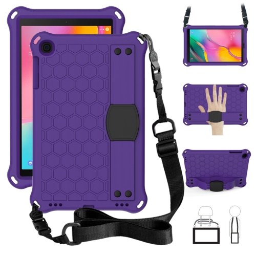 

For GalaxyTab A 10.1 (2019) T510 Honeycomb Design EVA + PC Four Corner Anti Falling Flat Protective Shell With Straps(Purple+Black)