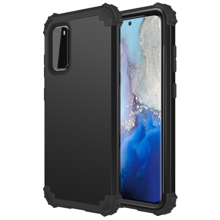 

For Galaxy S20 PC+ Silicone Three-piece Anti-drop Mobile Phone Protection Back Cover(Black)