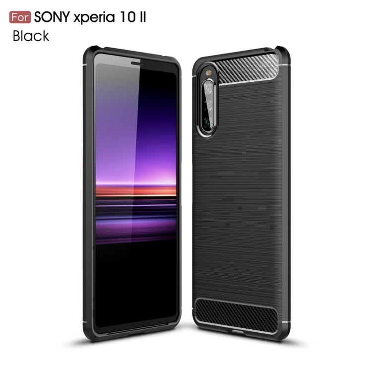 

For Sony Xperia 10 II Brushed Texture Carbon Fiber TPU Case(Black)