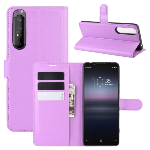 

For Sony Xperia 1 II Litchi Texture Horizontal Flip Protective Case with Holder & Card Slots & Wallet(Purple)