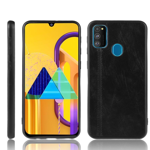 

For Galaxy M21 Shockproof Sewing Cow Pattern Skin PC + PU + TPU Case(Black)