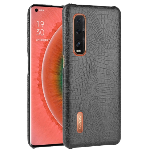 

For Oppo Find X2 Pro Shockproof Crocodile Texture PC + PU Case(Black)