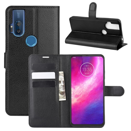 

For Motorola One Hyper Litchi Texture Horizontal Flip Protective Case with Holder & Card Slots & Wallet(Black)