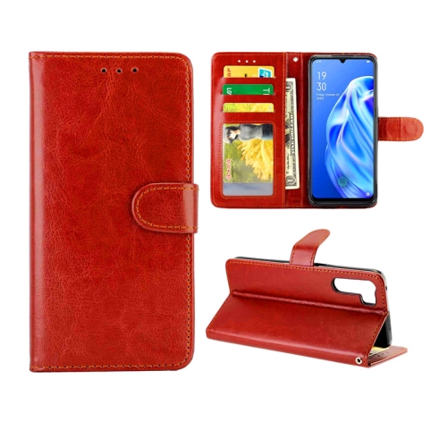 

For OPPO A91/ F15(2020) Crazy Horse Texture Leather Horizontal Flip Protective Case with Holder & Card Slots & Wallet & Photo Frame(Brown)