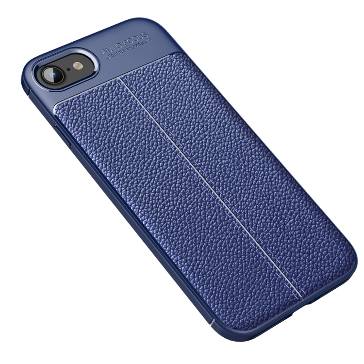 

For iPhone SE 2022 / SE 2020 Litchi Texture TPU Shockproof Case(Navy Blue)