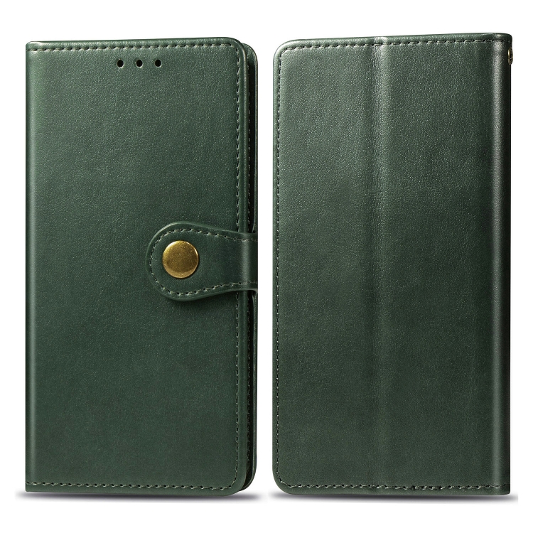 

For Sony Xperia 10 II Retro Solid Color Leather Buckle Phone Case with Lanyard & Photo Frame & Card Slot & Wallet & Stand Function(Green)