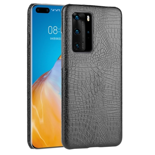 

For Huawei P40 Pro Shockproof Crocodile Texture PC + PU Case(Black)