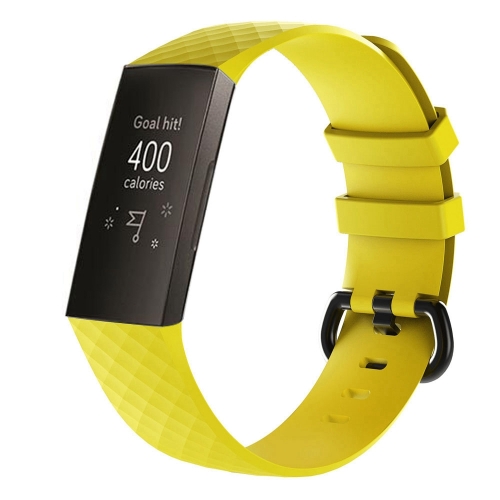 

Diamond Pattern Silicone Watch Band for Fitbit Charge 4 Large Size:210*18mm(Yellow)