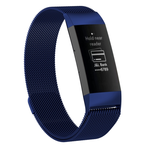 

Stainless Steel Magnet Wrist Strap for FITBIT Charge 4，Small Size: 190x18mm(Blue)