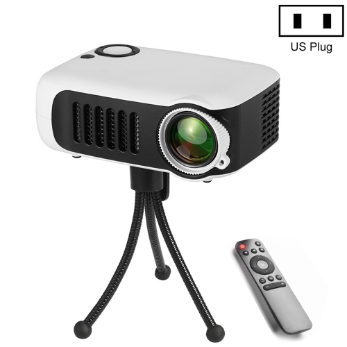 โปรเจ็กเตอร์ A2000 Portable Projector 800 Lumen LCD Home Video Projector รองรับ 1080p, US Plug (White)