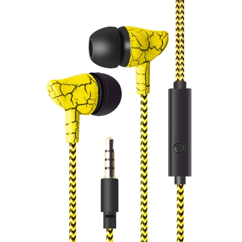 

3.5mm Jack Crack Earphone Wired Headset Super Bass Sound Headphone Earbud with Mic for Mobile Phone Samsung Xiaomi MP3 4(YELLOW)