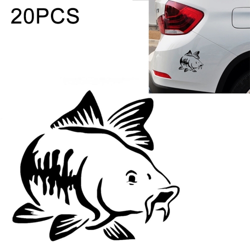 20 PCS Karpfen Fisch Form Fenster Auto Aufkleber Reflektierende Auto  Styling Dekoration (Schwarz)