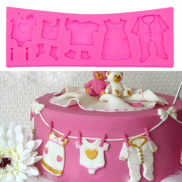 2 PCS Baking Mold Baby Shoes Fondant Cake Mold Kid Clothes Silicone DIY  Chocolate West Point