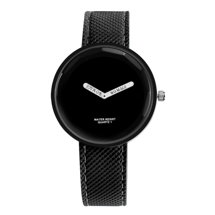 

Simple Style Round Dial Matte Leather Strap Quartz Watch for Men / Women(Black)