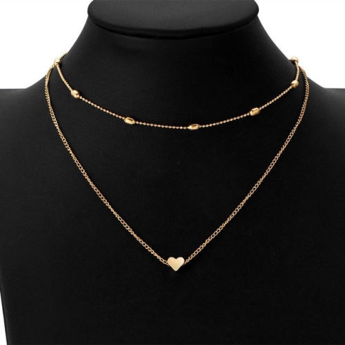 

Jewelry Vintage Simple Copper Heart Multi - Layer Clavicle Necklace Wholesale Necklace(gold)