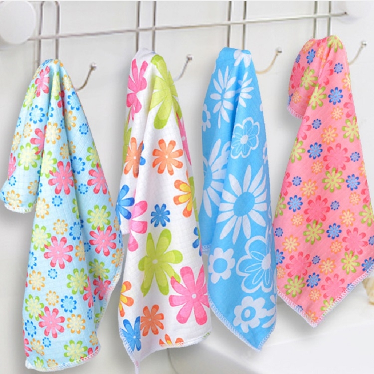 

4 PCS / Set Microfiber Printed Flowers Cloth Cleaning Cloth