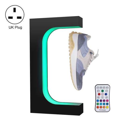 

LM-001 LED Lighting Magnetic Levitation Shoes Display Stand, Style:28mm Black+Color Light+RC(UK Plug)
