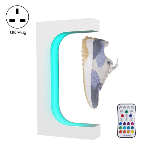

LM-001 LED Lighting Magnetic Levitation Shoes Display Stand, Style:28mm White+Color Light+RC(UK Plug)