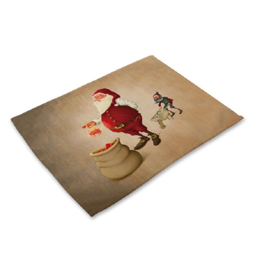 

Printed Cotton Western Food Mat Creative Rectangle Tableware Mat(Gift Santa Claus)