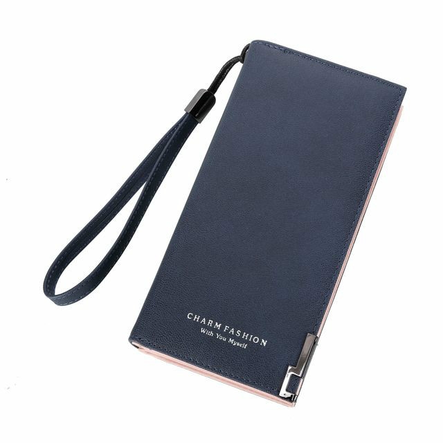 

Fashion Ladies Zipper Long Dull Polish Retro PU Leather Wallet Clutch Coin Purse(Blue)