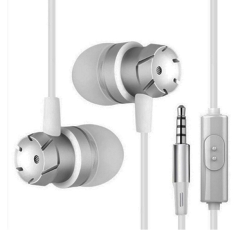 

3.5mm Wired Headphones Handsfree Headset In Ear Earphone Earbuds with Mic for Xiaomi Phone MP3 Player Laptop(Silver)