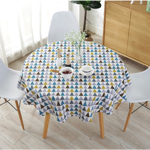 

Polyester Cotton Round Tablecloth Dust-proof Cotton and Linen Printing Tablecloth, Diameter:120cm(Color Triangl)